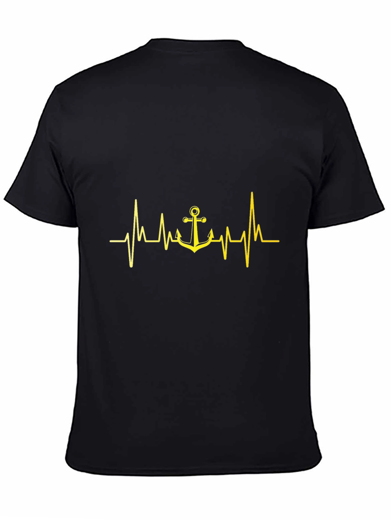 Anchor Heartbeat Graphic Tee - Black Cotton T-Shirt