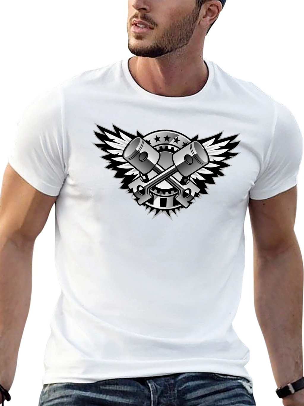Black Piston Wings Graphic Tee - Mens