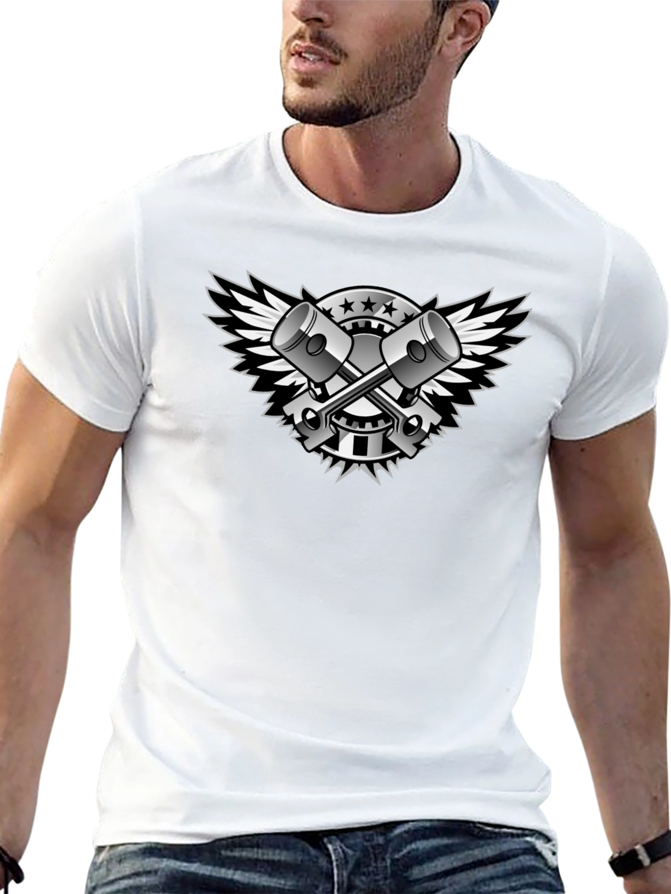 Black Piston Wings Graphic Tee - Mens
