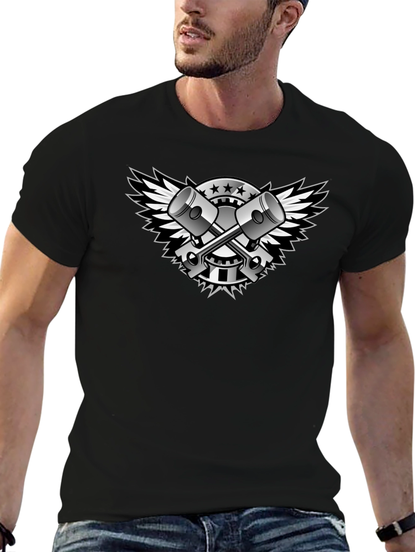 Black Piston Wings Graphic Tee - Mens