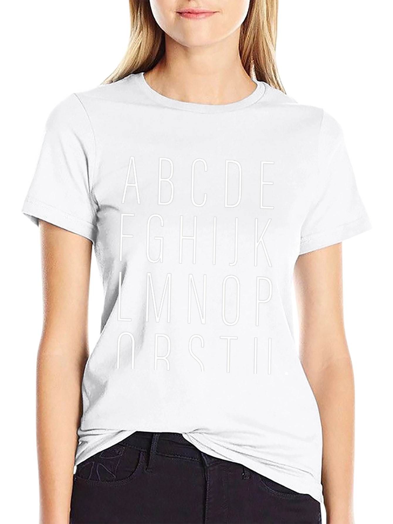 Alphabet Typography T-Shirt - Black Casual Tee