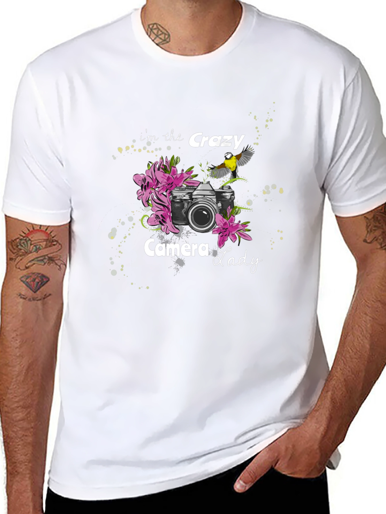 Crazy Camera Lady Black Graphic Tee