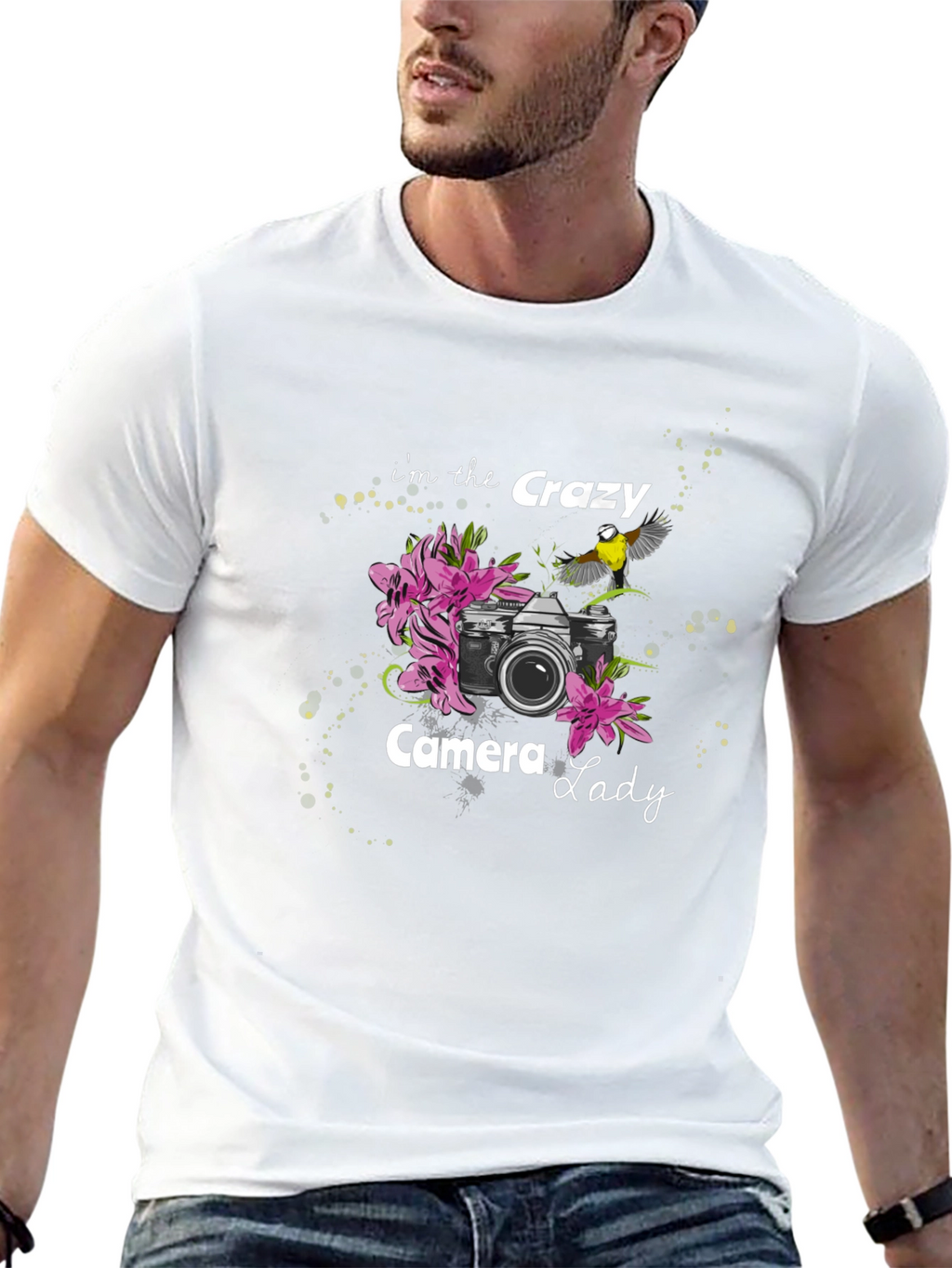 Crazy Camera Lady Black Graphic Tee