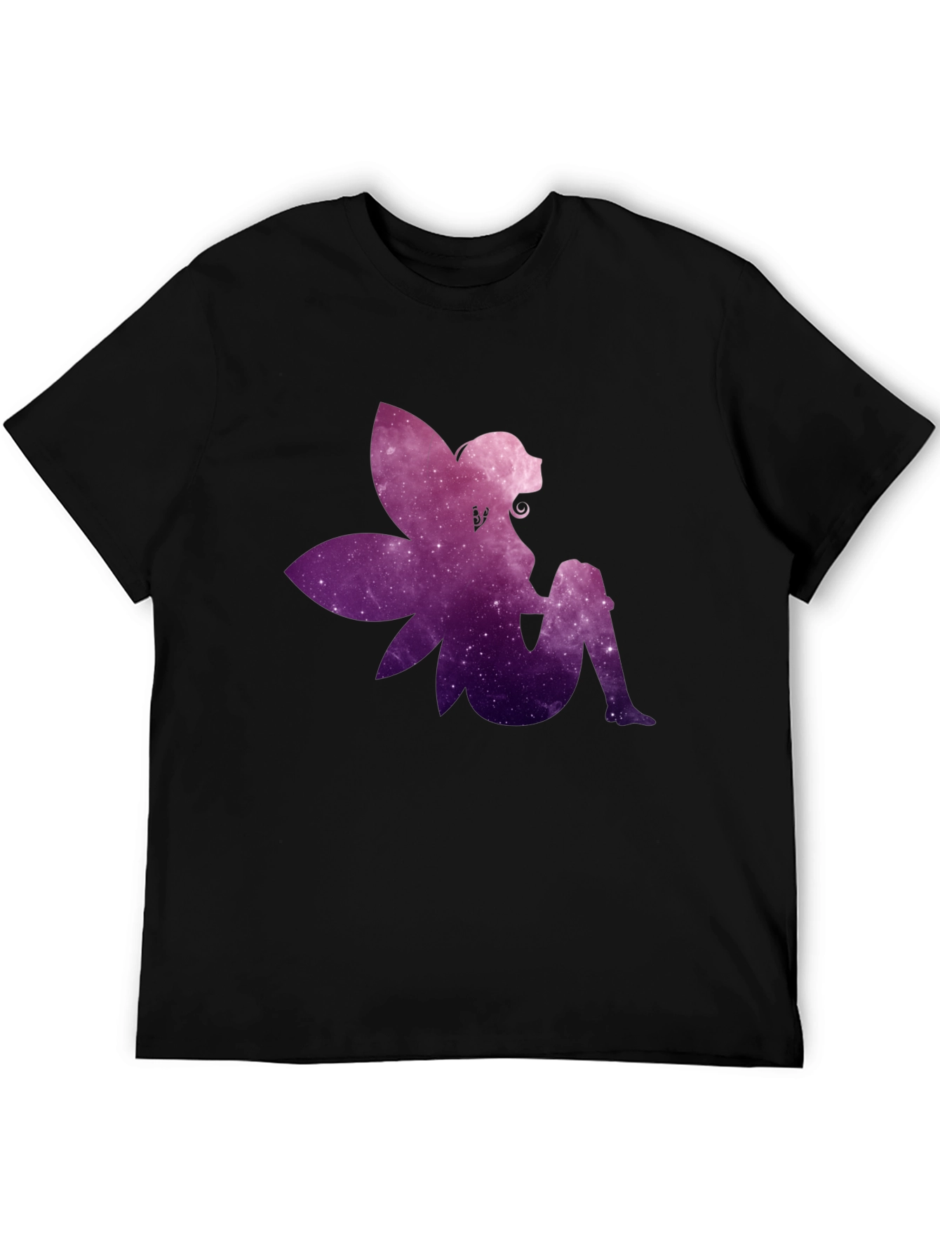 Galaxy Fairy Graphic Print Black T-Shirt
