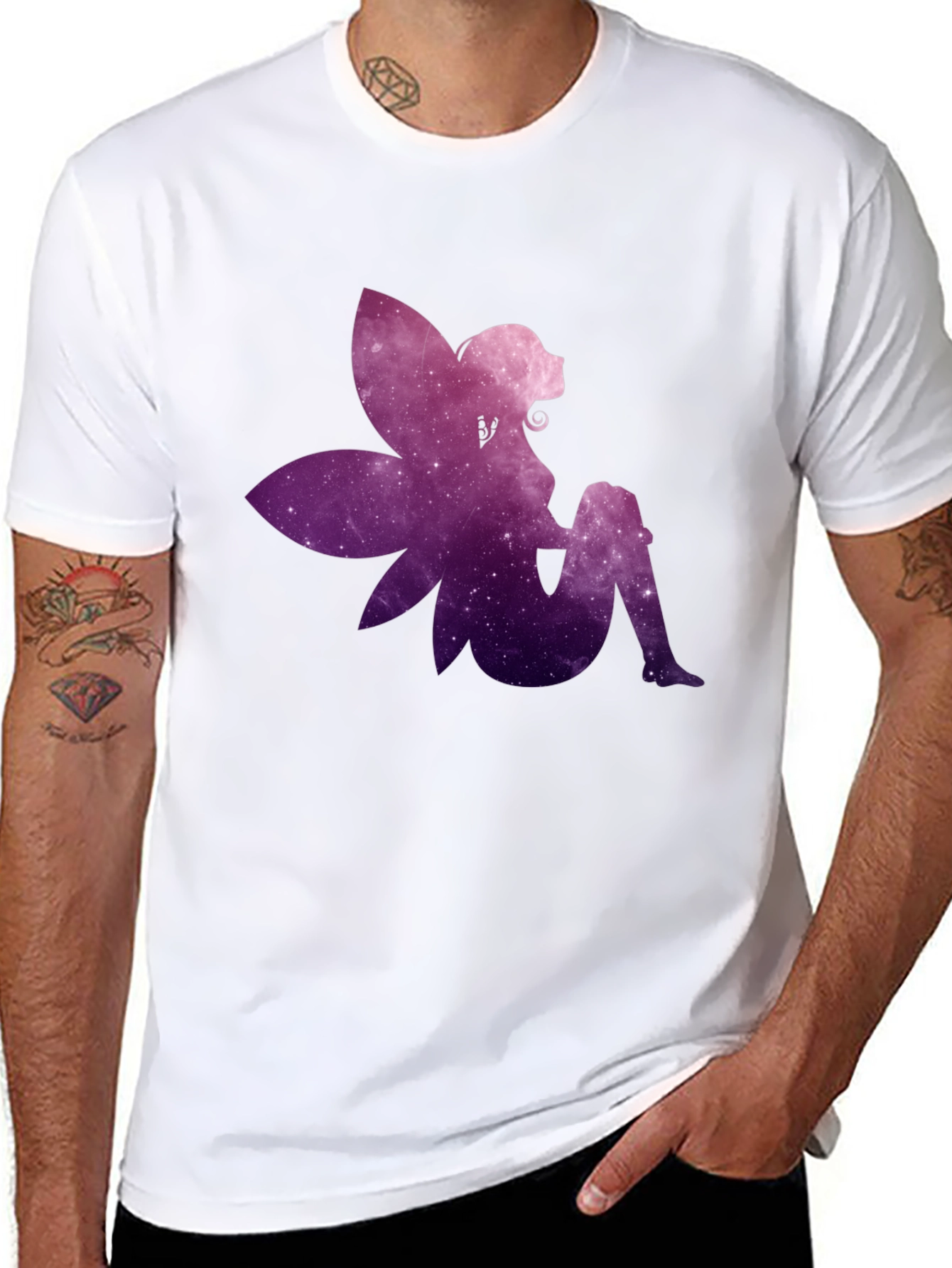 Galaxy Fairy Graphic Print Black T-Shirt