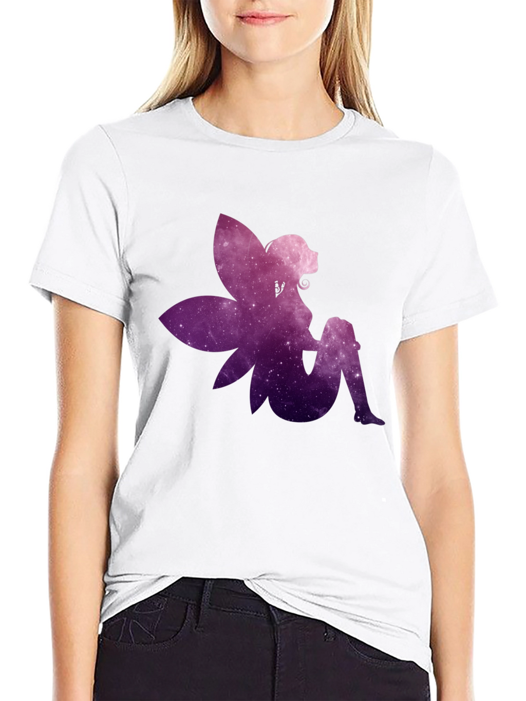 Galaxy Fairy Graphic Print Black T-Shirt
