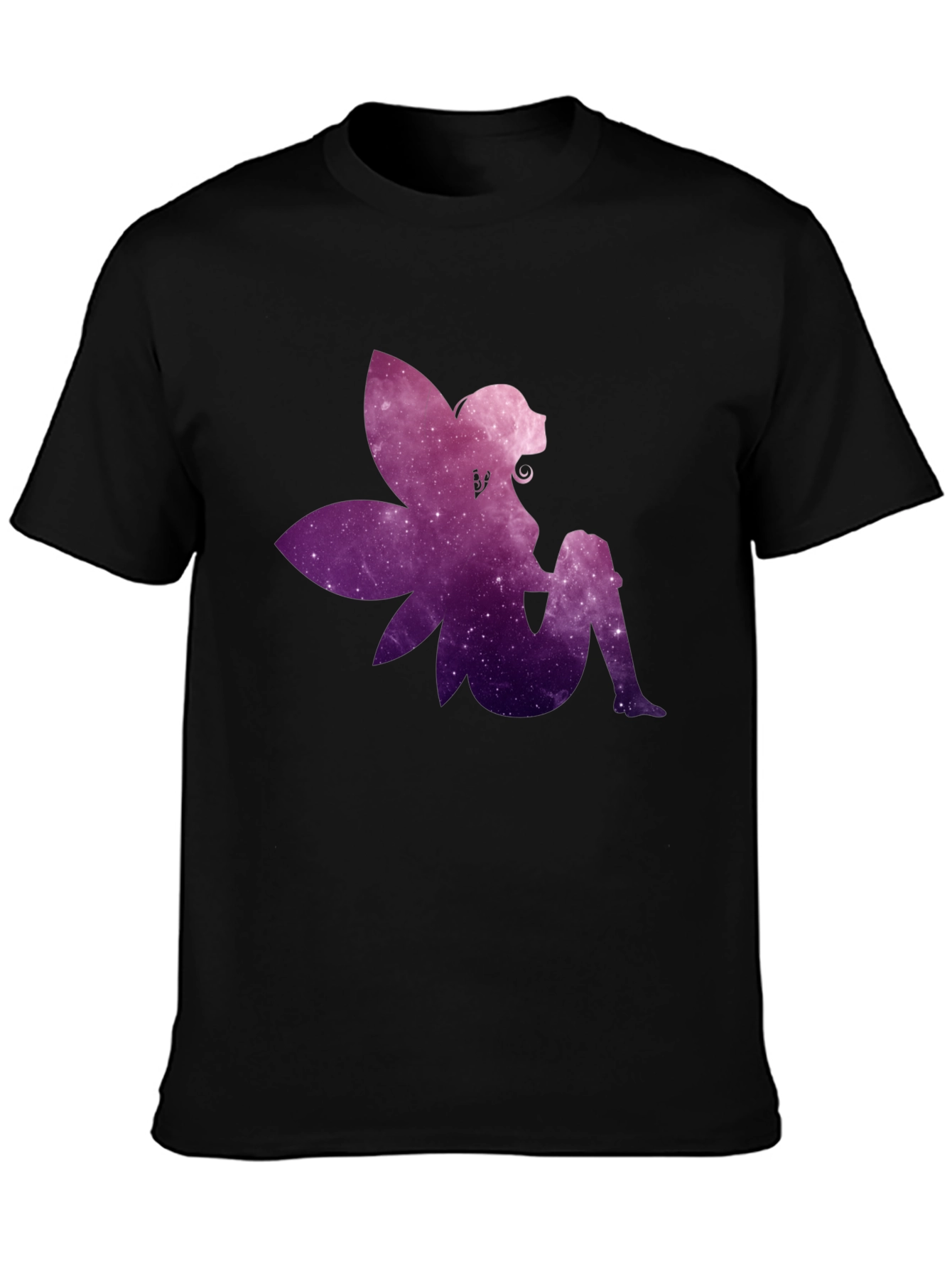 Galaxy Fairy Graphic Print Black T-Shirt