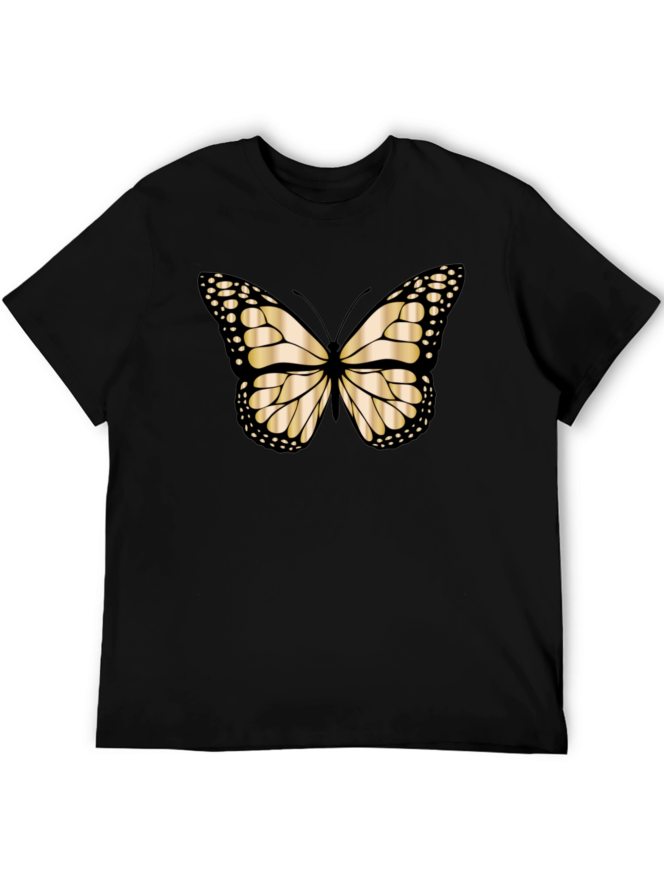 Butterfly Graphic Tee - Black Cotton Blend T-Shirt