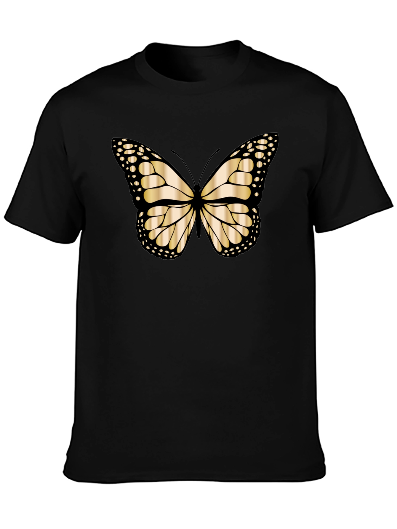 Butterfly Graphic Tee - Black Cotton Blend T-Shirt