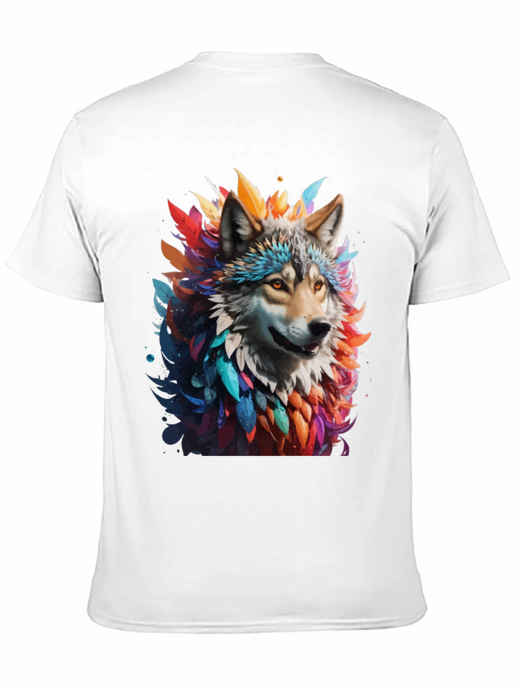 Wolf Feather Art Black T-Shirt