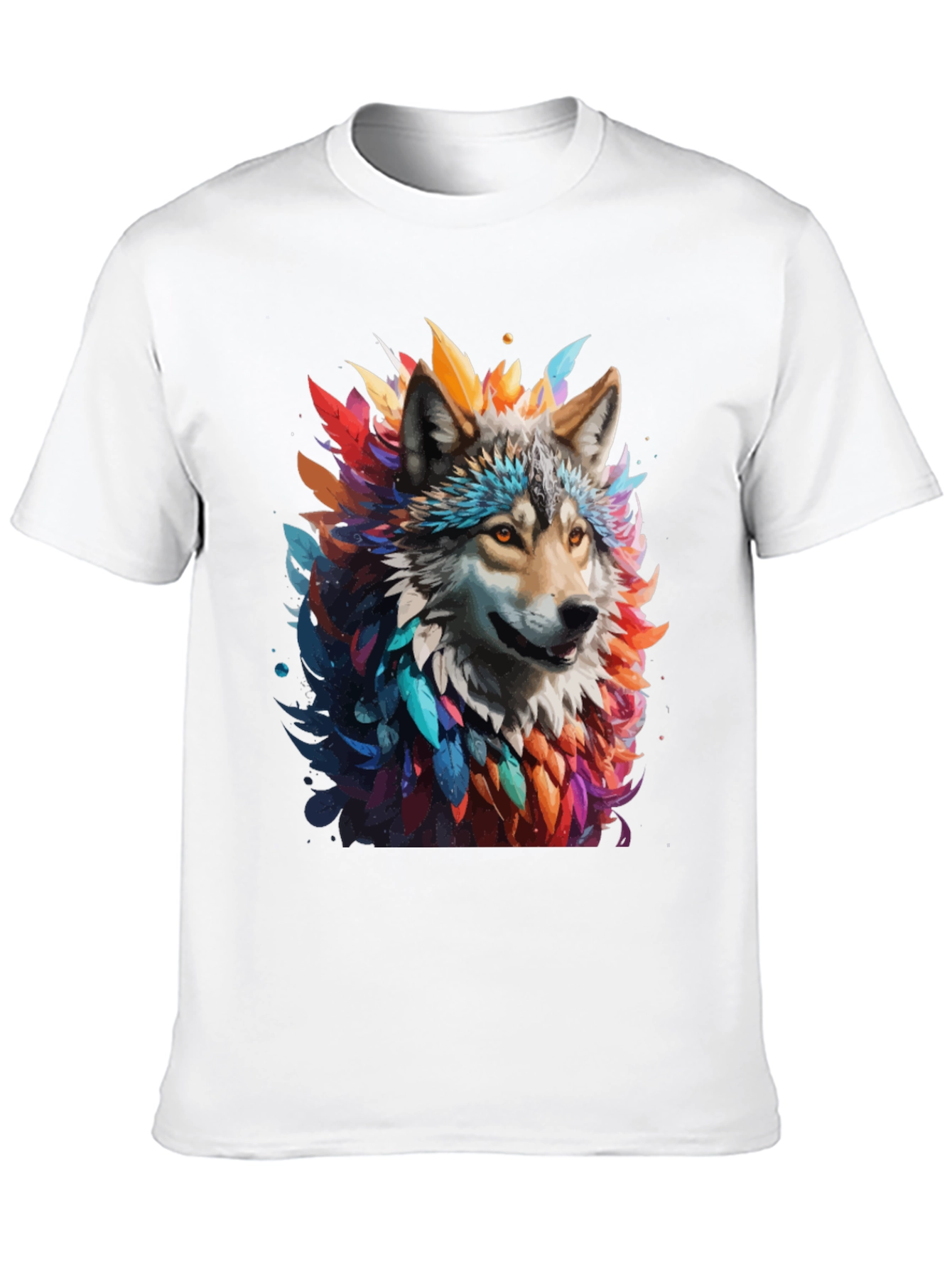 Wolf Feather Art Black T-Shirt