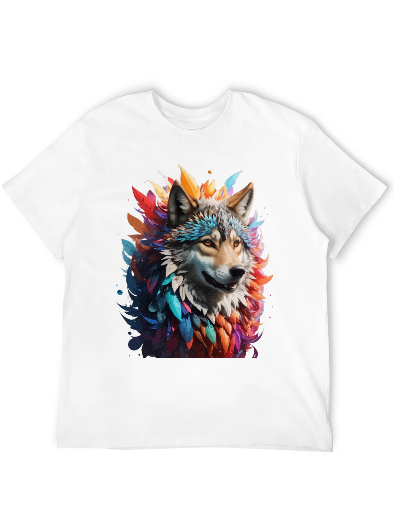 Wolf Feather Art Black T-Shirt