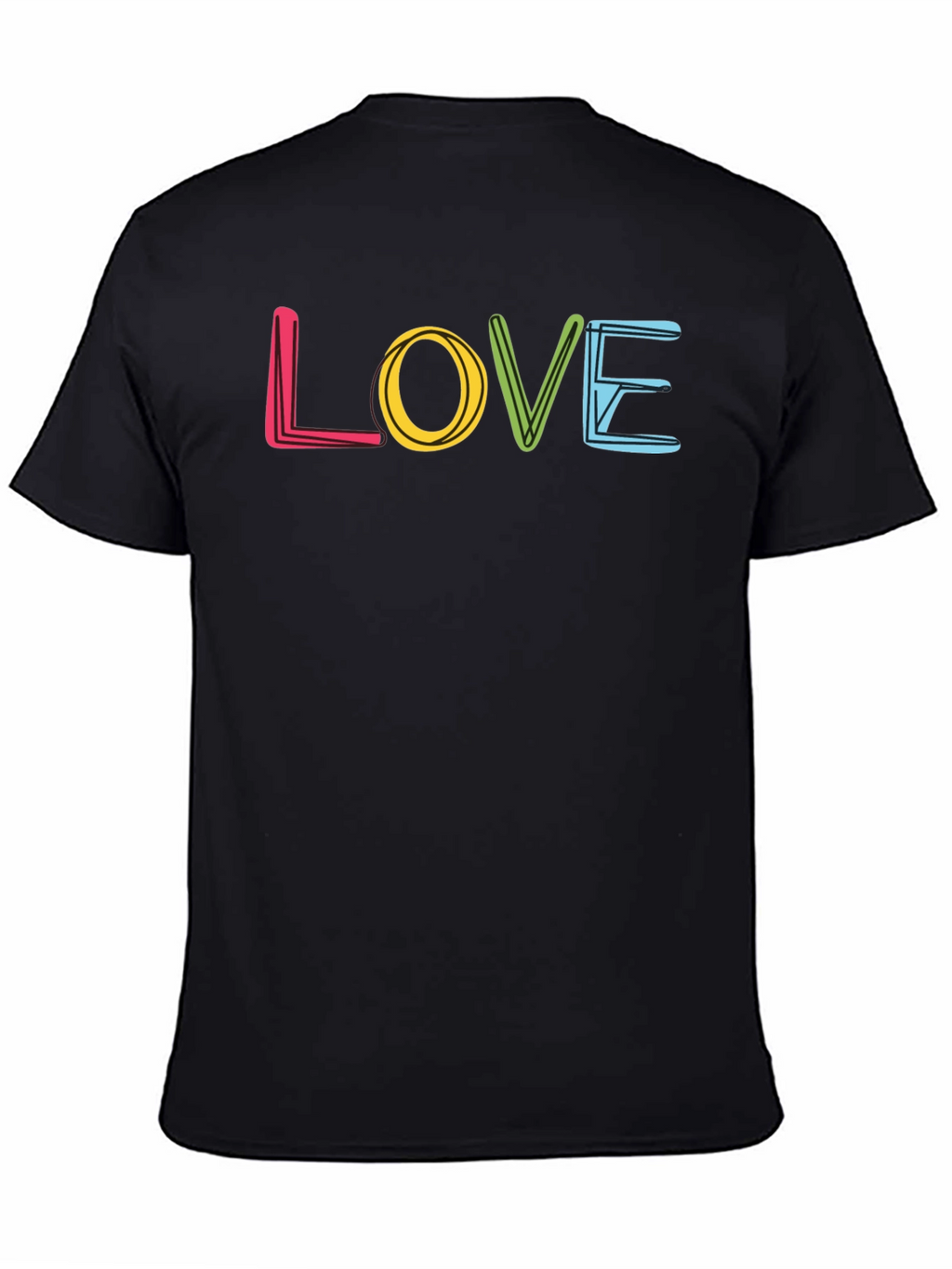 Love Graphic Print Crew Neck T-Shirt - Black