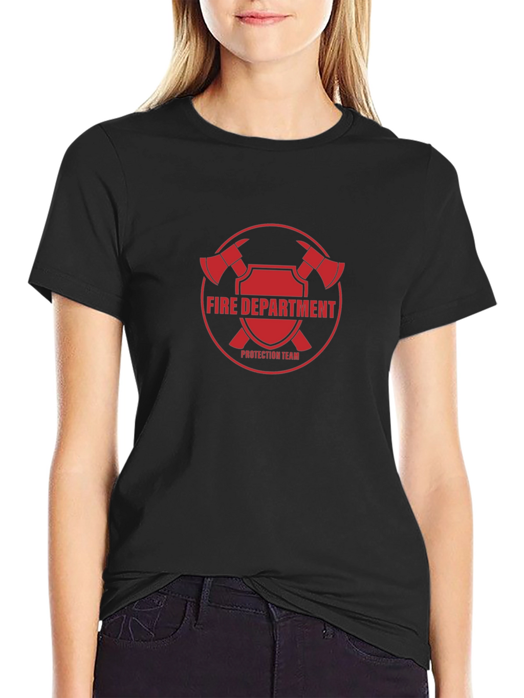 Fire Department Protection Team Black T-Shirt