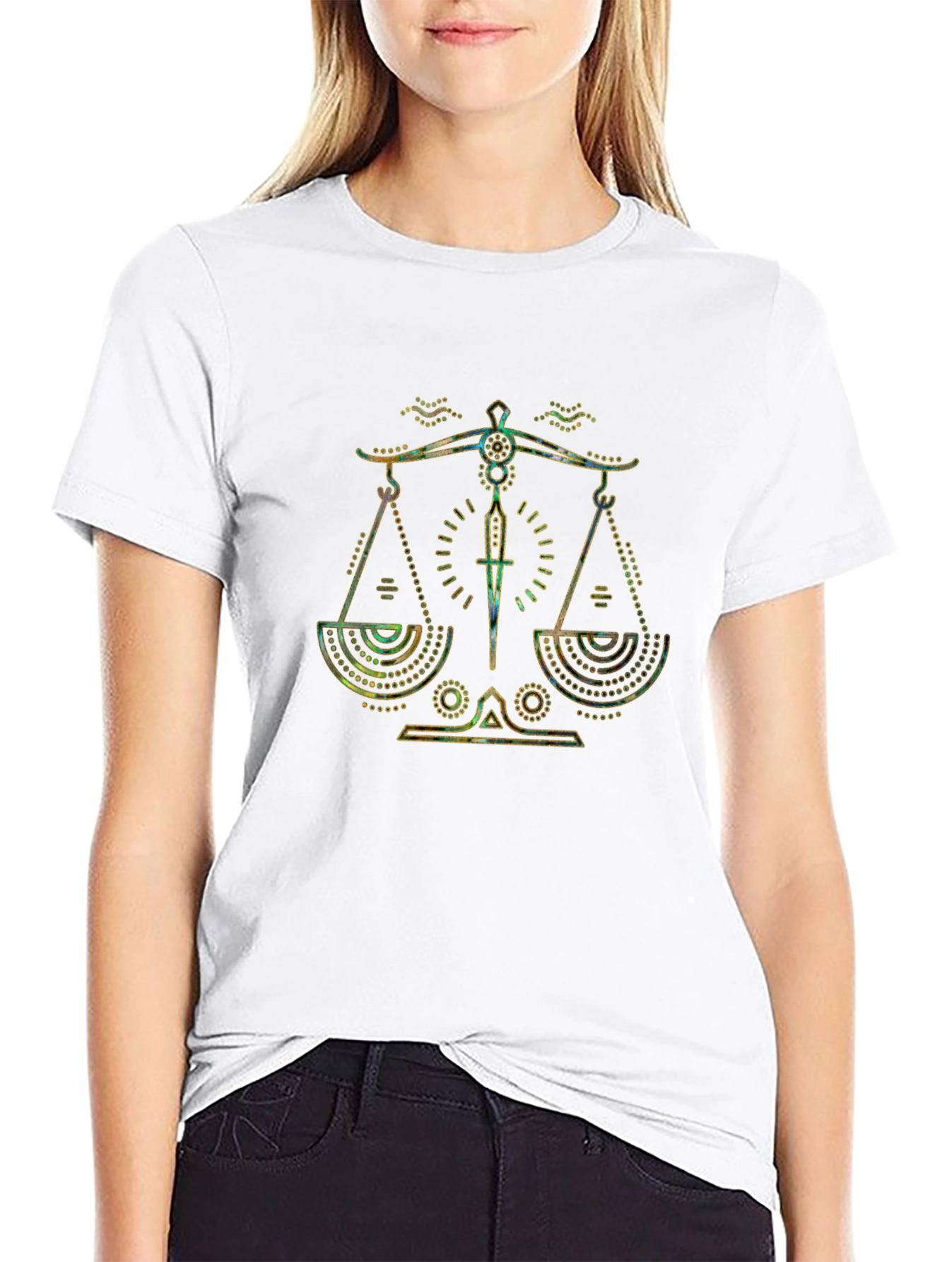 Libra Zodiac Graphic Tee - Black