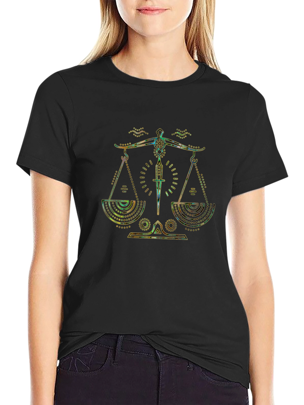 Libra Zodiac Graphic Tee - Black