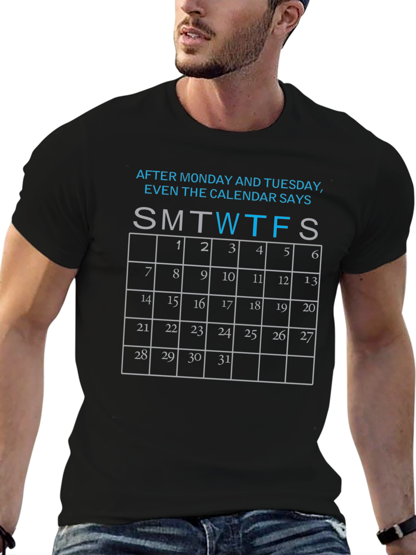 Funny Calendar Days Black T-Shirt