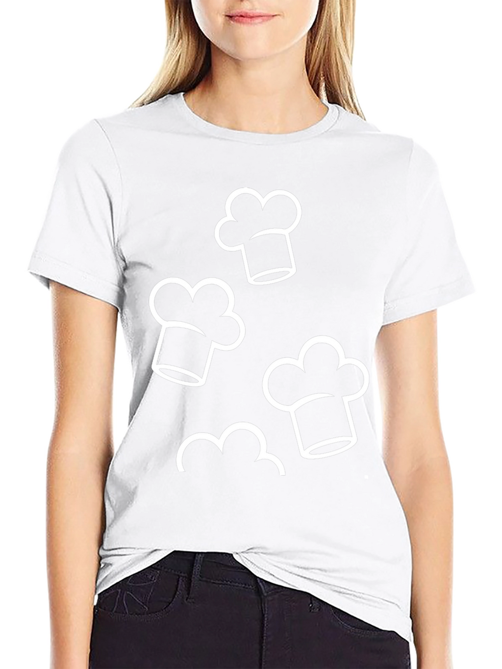 Chef Hat Pattern Black T-Shirt