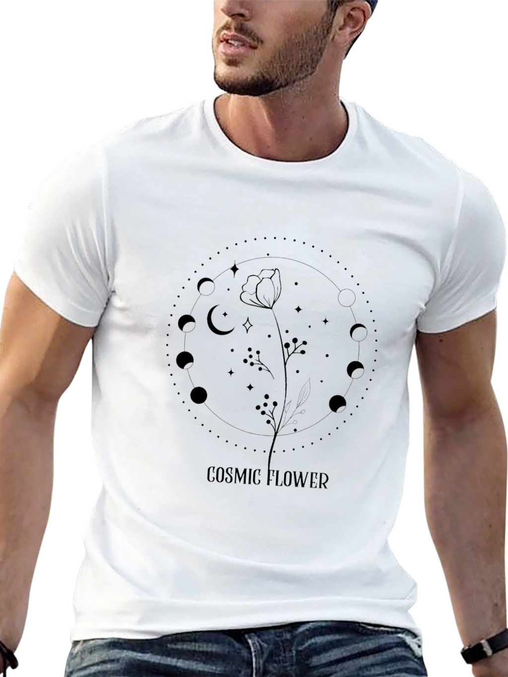 Cosmic Flower Black Graphic Tee
