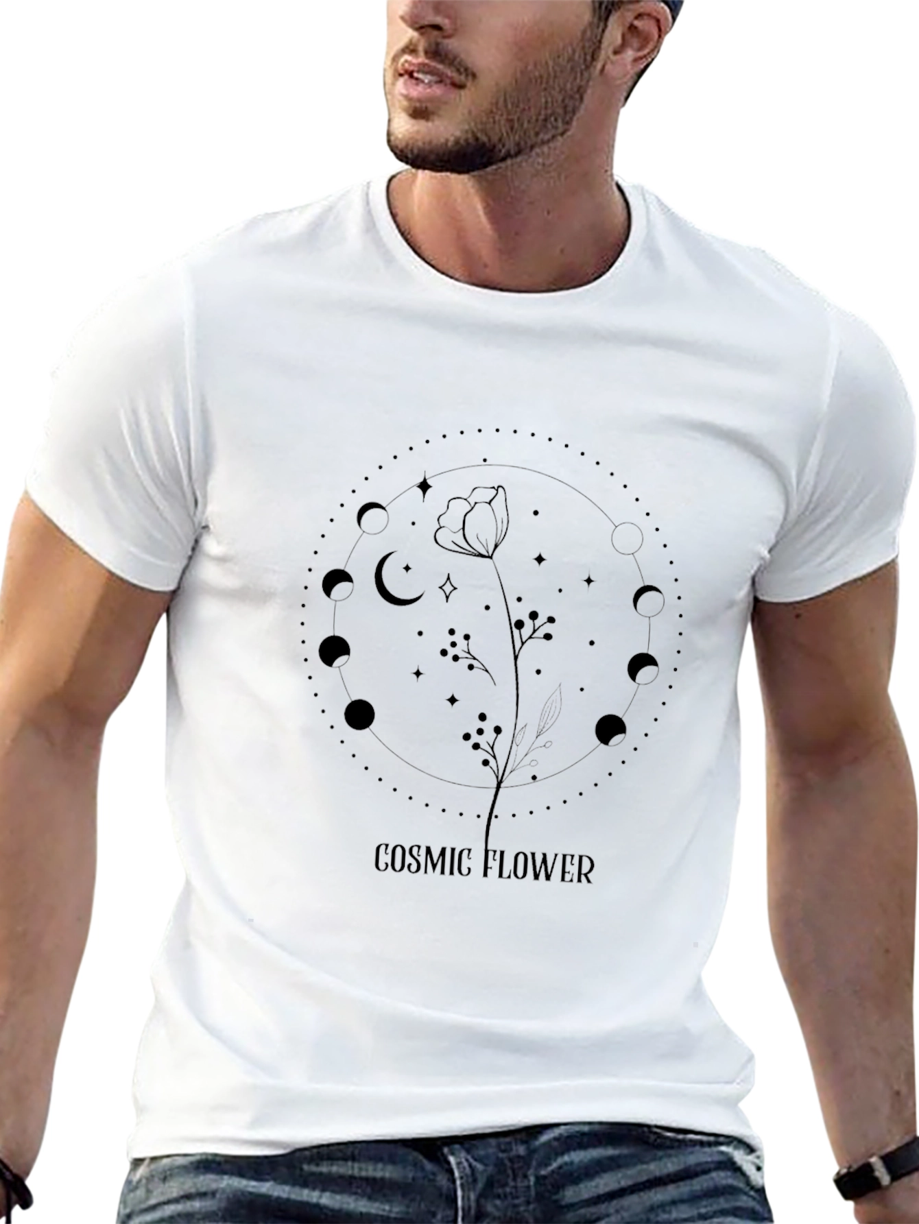 Cosmic Flower Black Graphic Tee
