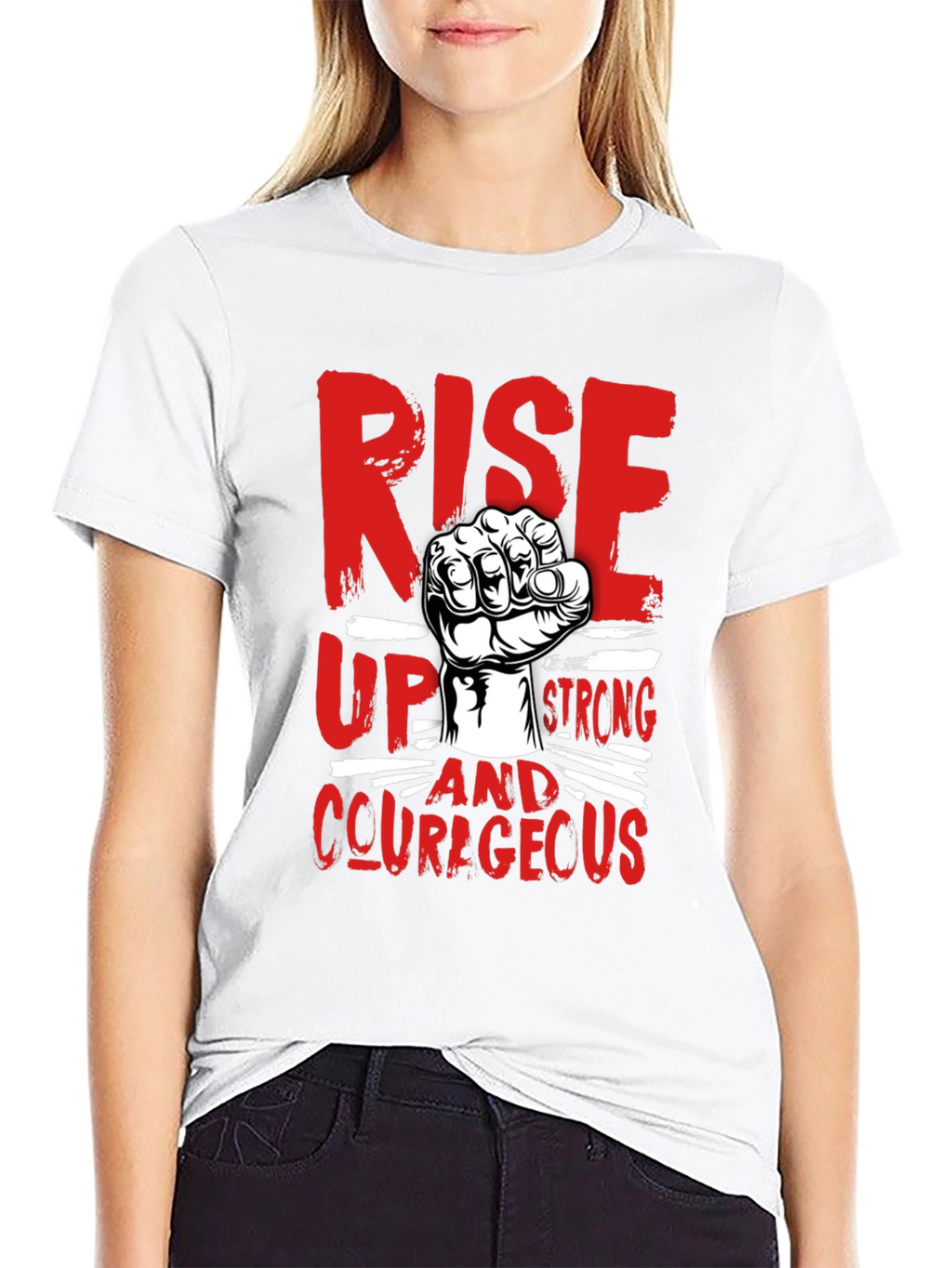 Rise Up Strong Courageous Graphic Tee