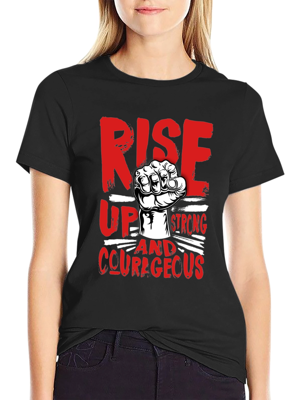 Rise Up Strong Courageous Graphic Tee
