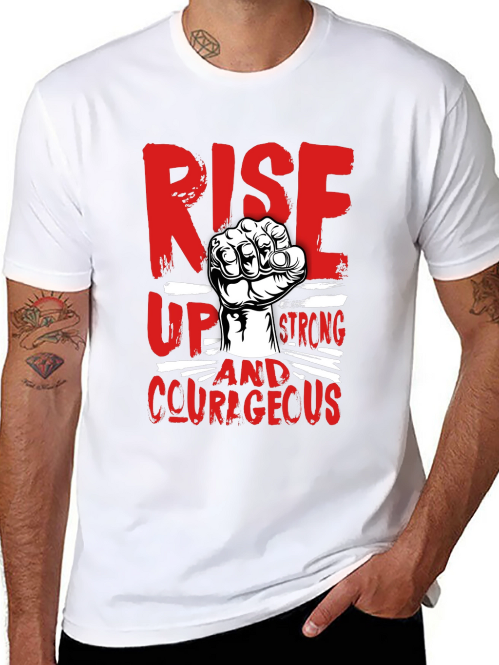 Rise Up Strong Courageous Graphic Tee
