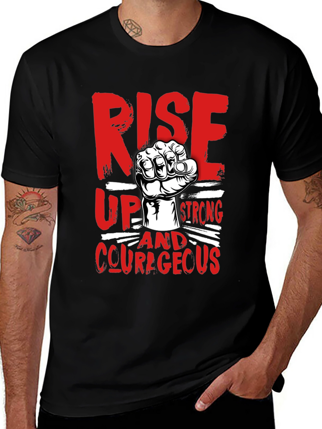 Rise Up Strong Courageous Graphic Tee