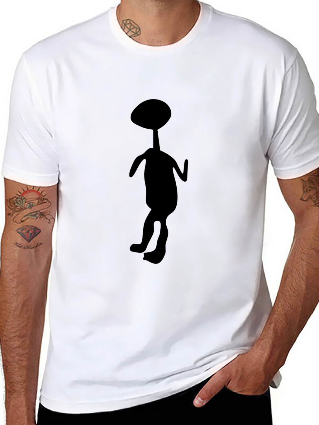 Abstract Alien Silhouette Black T-Shirt
