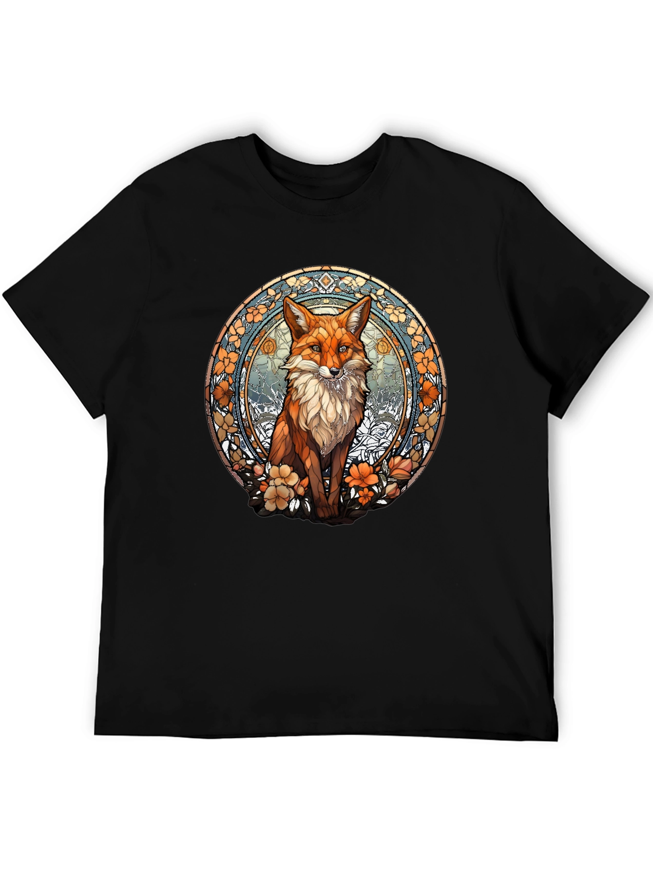 Fox Art T-Shirt - Unique Stained Glass Style Design