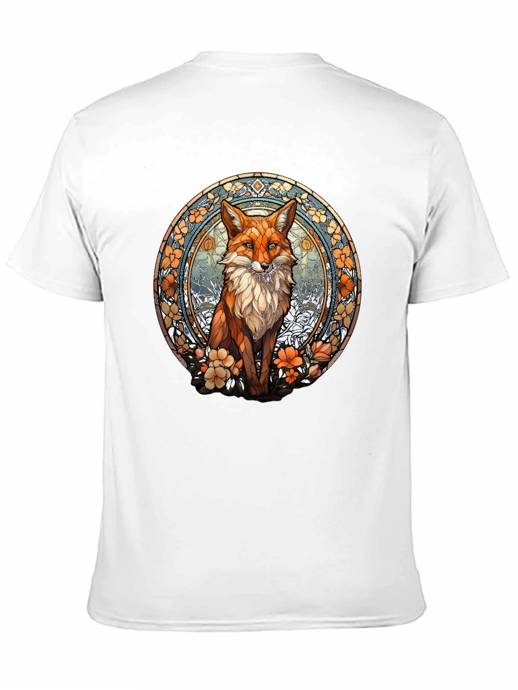 Fox Art T-Shirt - Unique Stained Glass Style Design