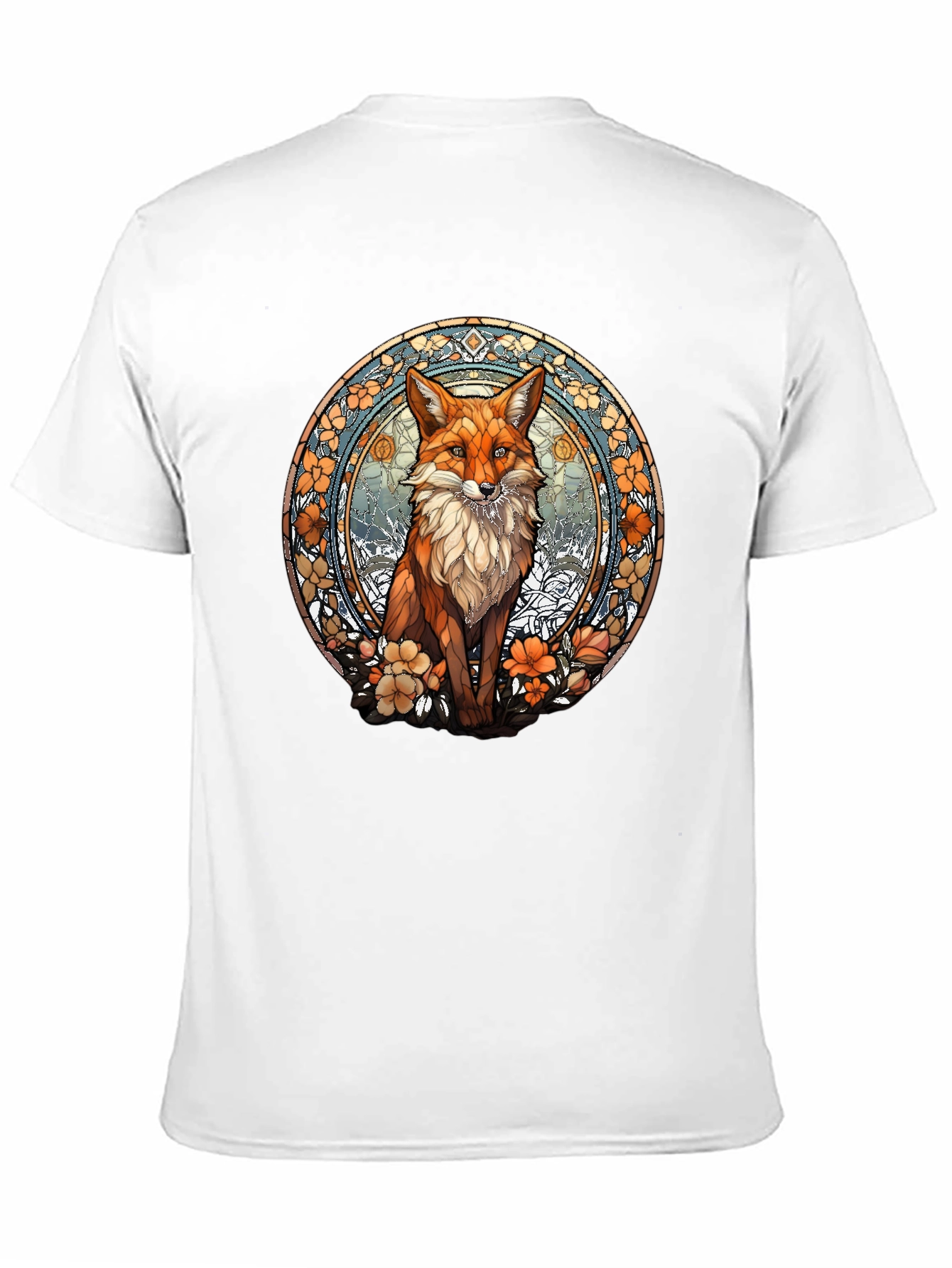 Fox Art T-Shirt - Unique Stained Glass Style Design
