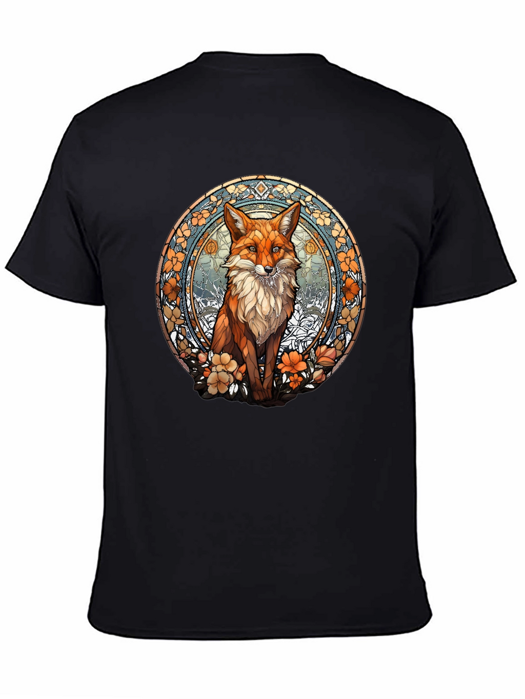Fox Art T-Shirt - Unique Stained Glass Style Design