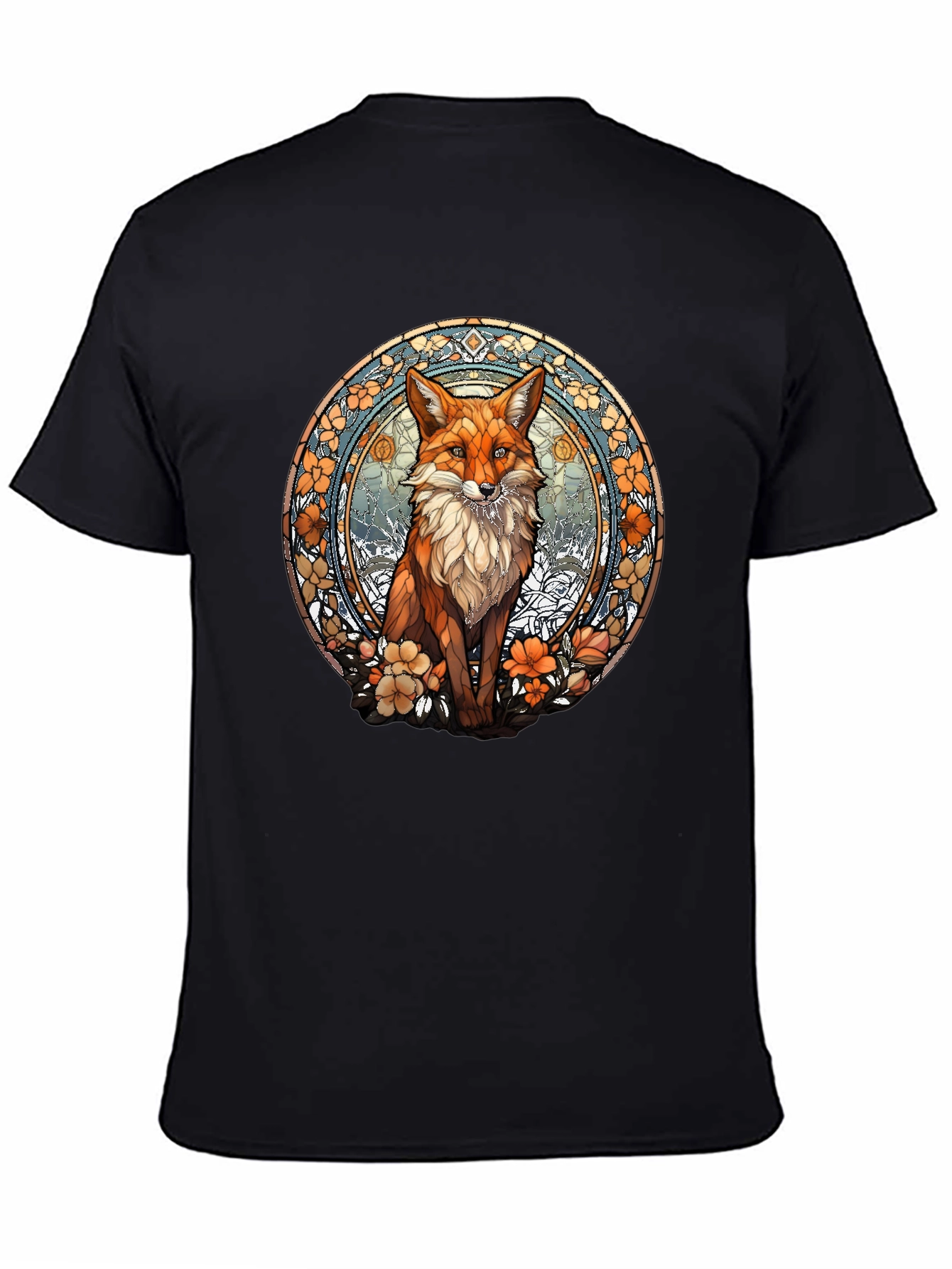 Fox Art T-Shirt - Unique Stained Glass Style Design