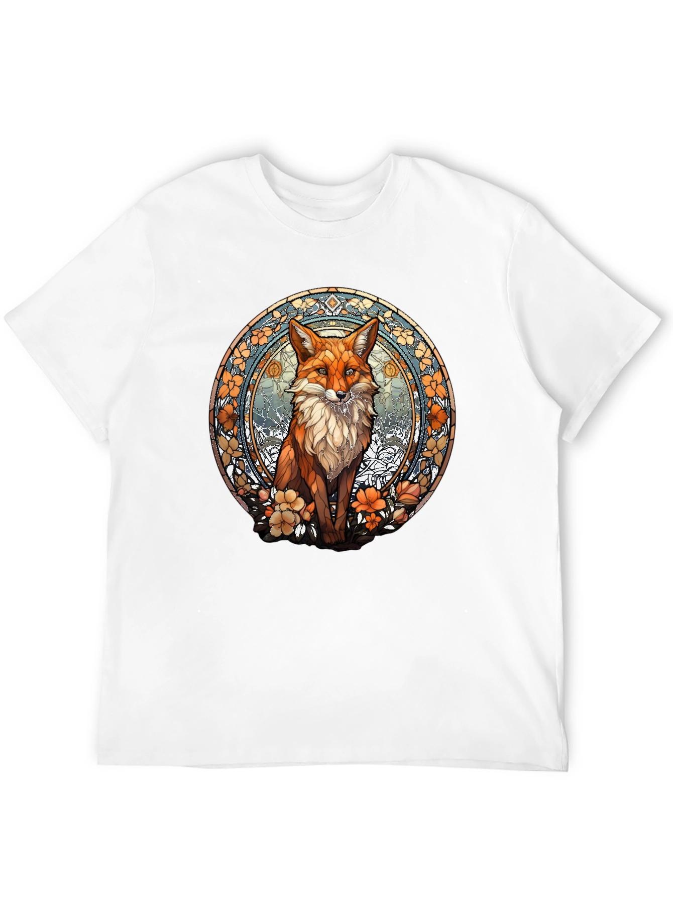 Fox Art T-Shirt - Unique Stained Glass Style Design
