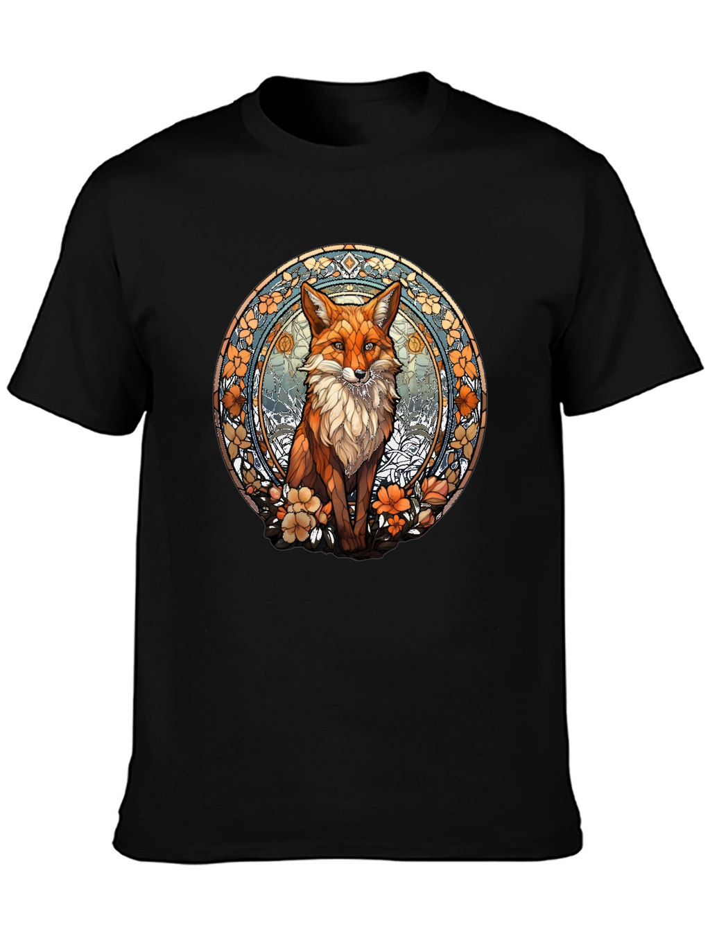 Fox Art T-Shirt - Unique Stained Glass Style Design