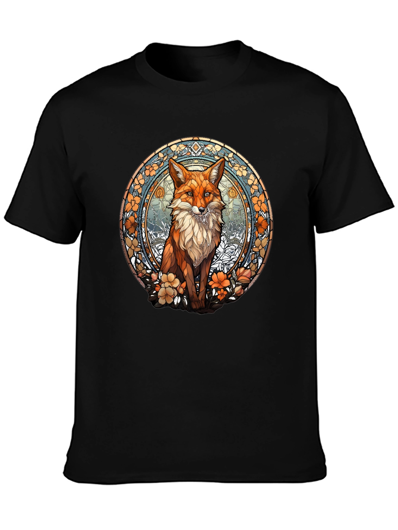 Fox Art T-Shirt - Unique Stained Glass Style Design