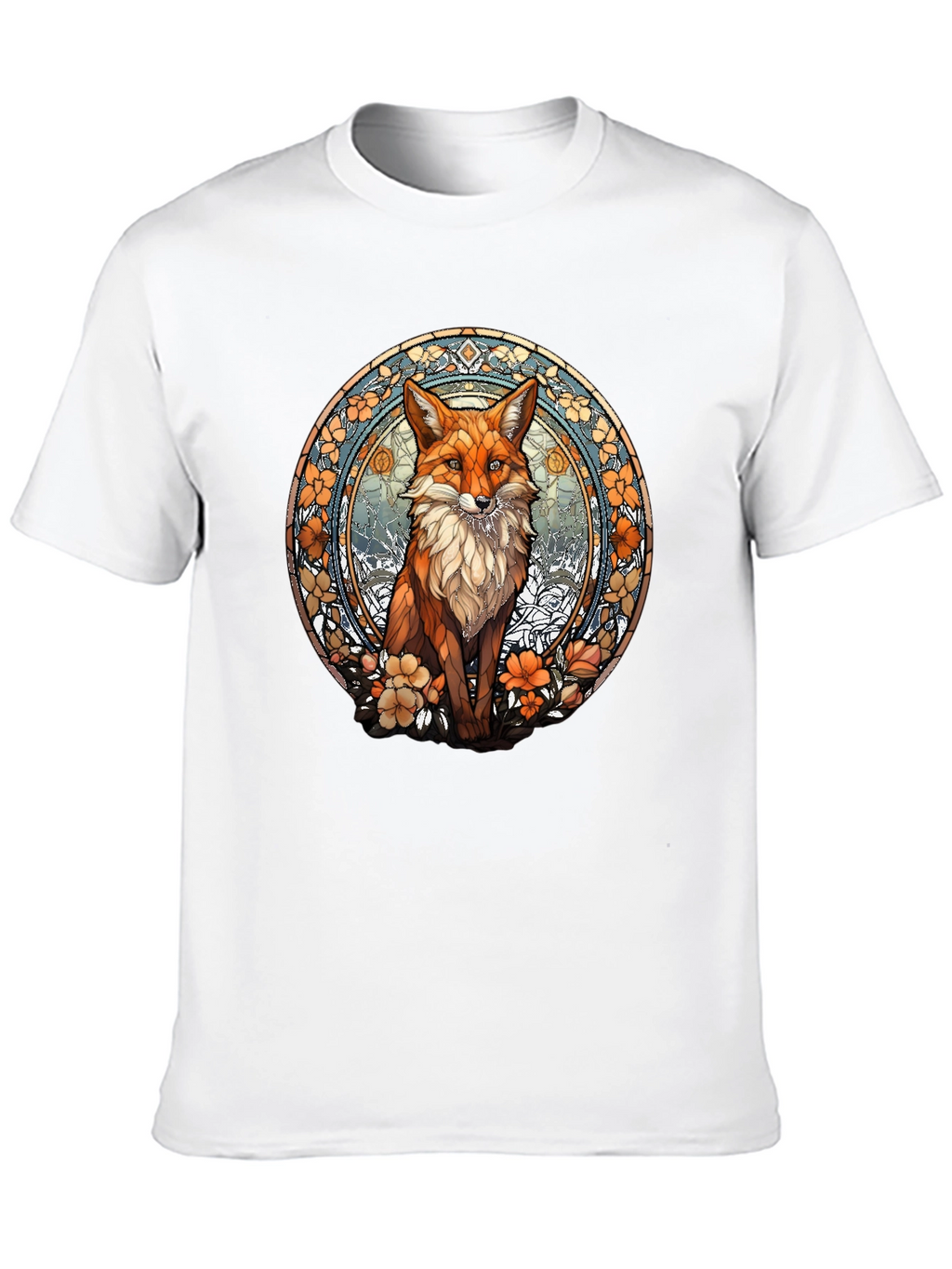 Fox Art T-Shirt - Unique Stained Glass Style Design