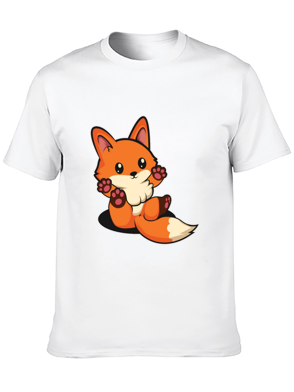 Cute Cartoon Fox Graphic Black T-Shirt