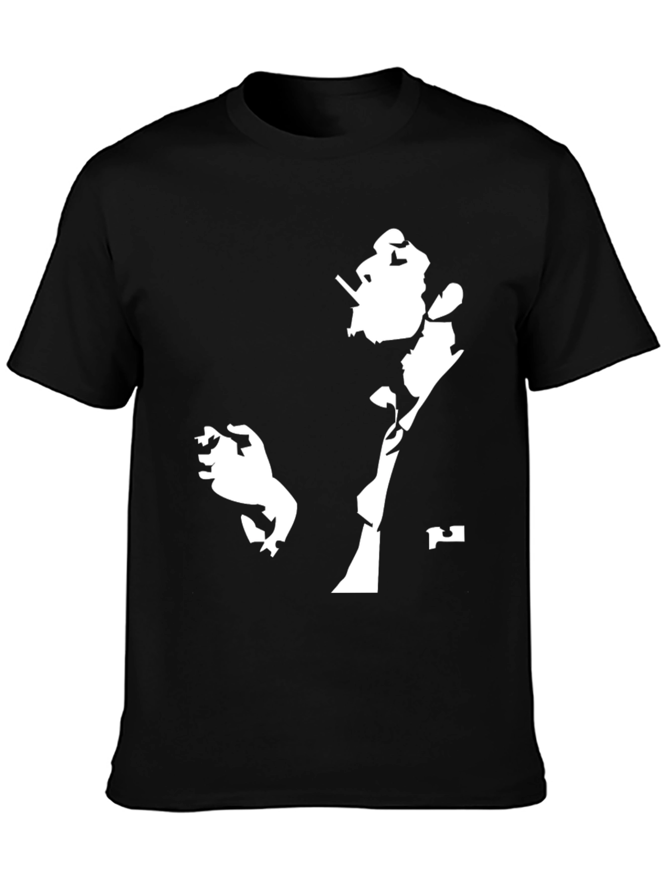 Silhouette Smoking Man Black Graphic Tee