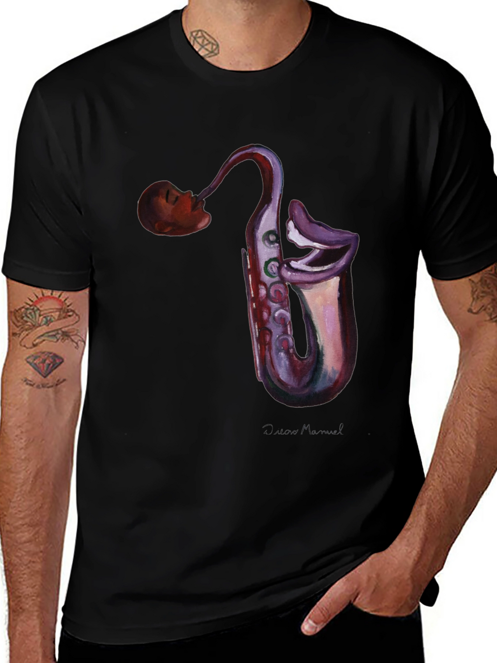 Saxophone Head T-Shirt - Unique Music Lover Tee