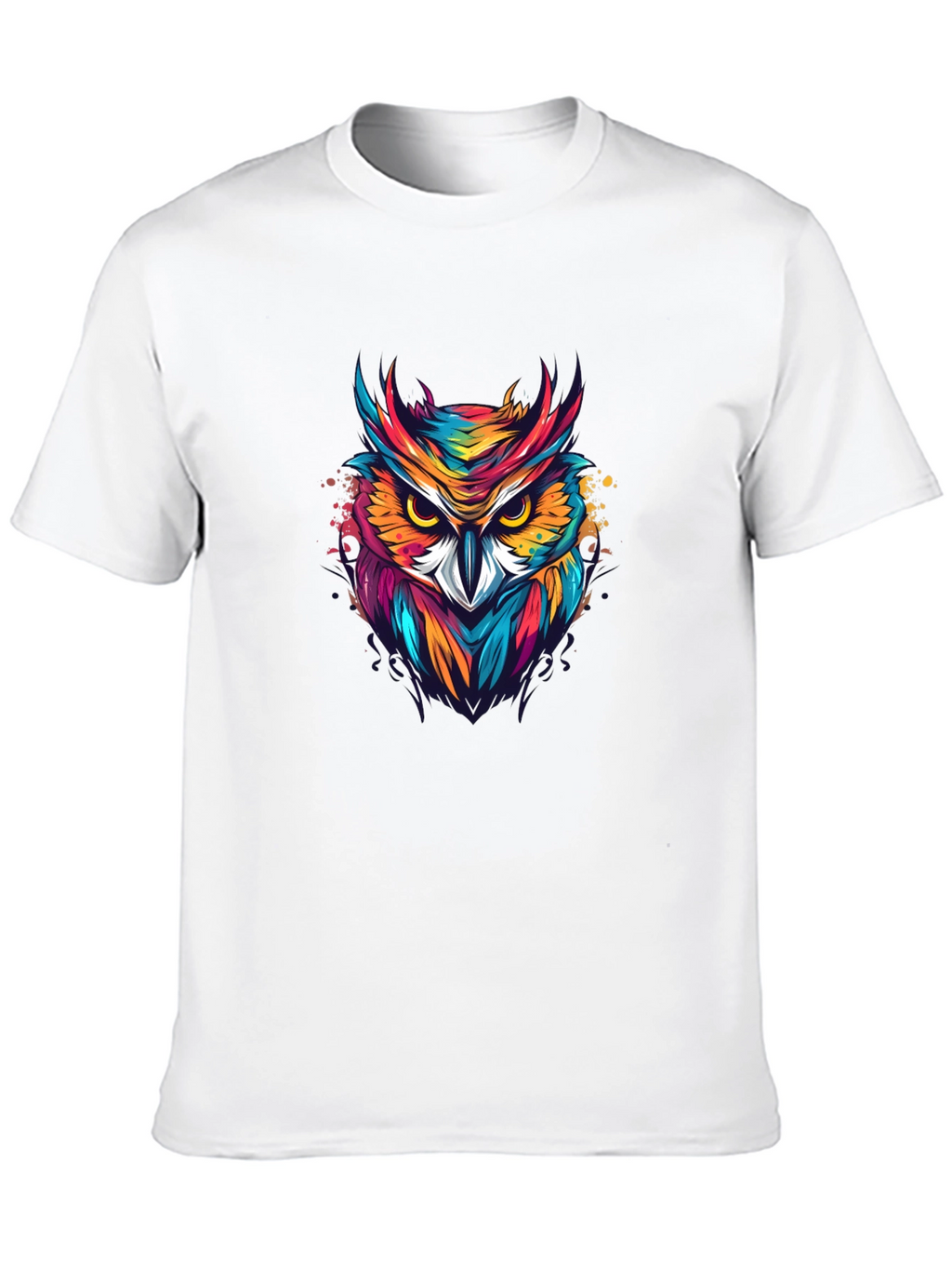 Vibrant Owl Graphic Black T-Shirt