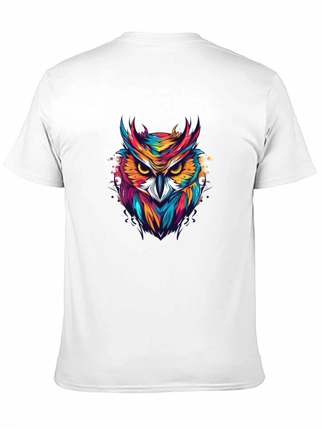 Vibrant Owl Graphic Black T-Shirt