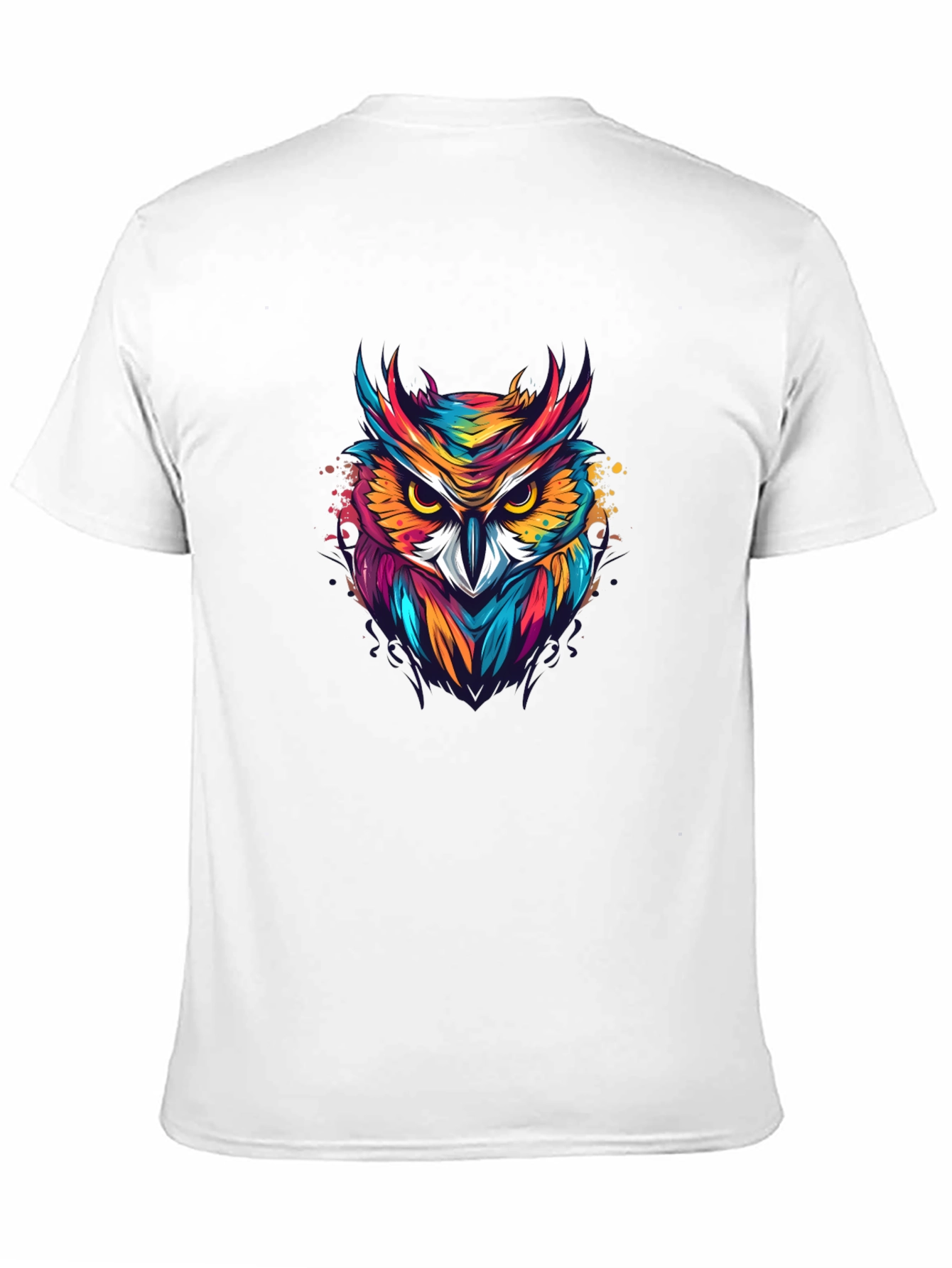 Vibrant Owl Graphic Black T-Shirt