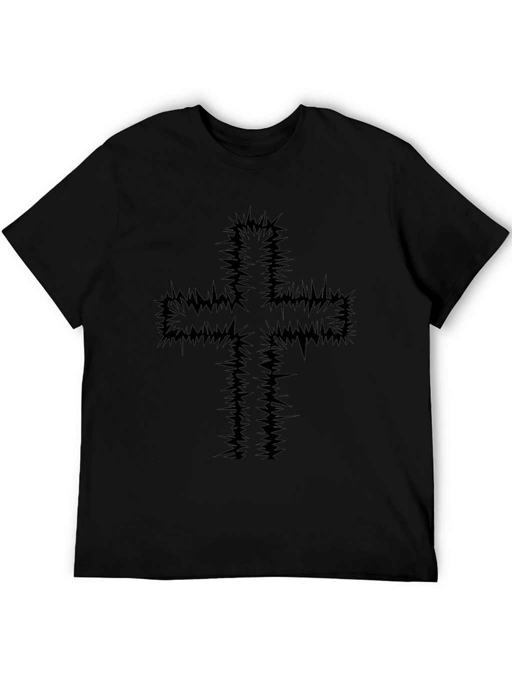Edgy Cross Graphic Black T-Shirt
