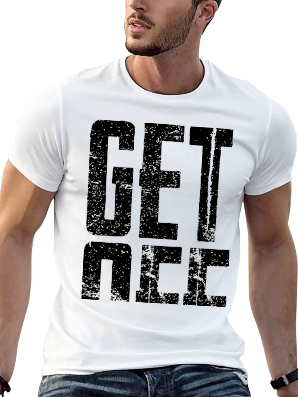 Get Nice Black Graphic T-Shirt
