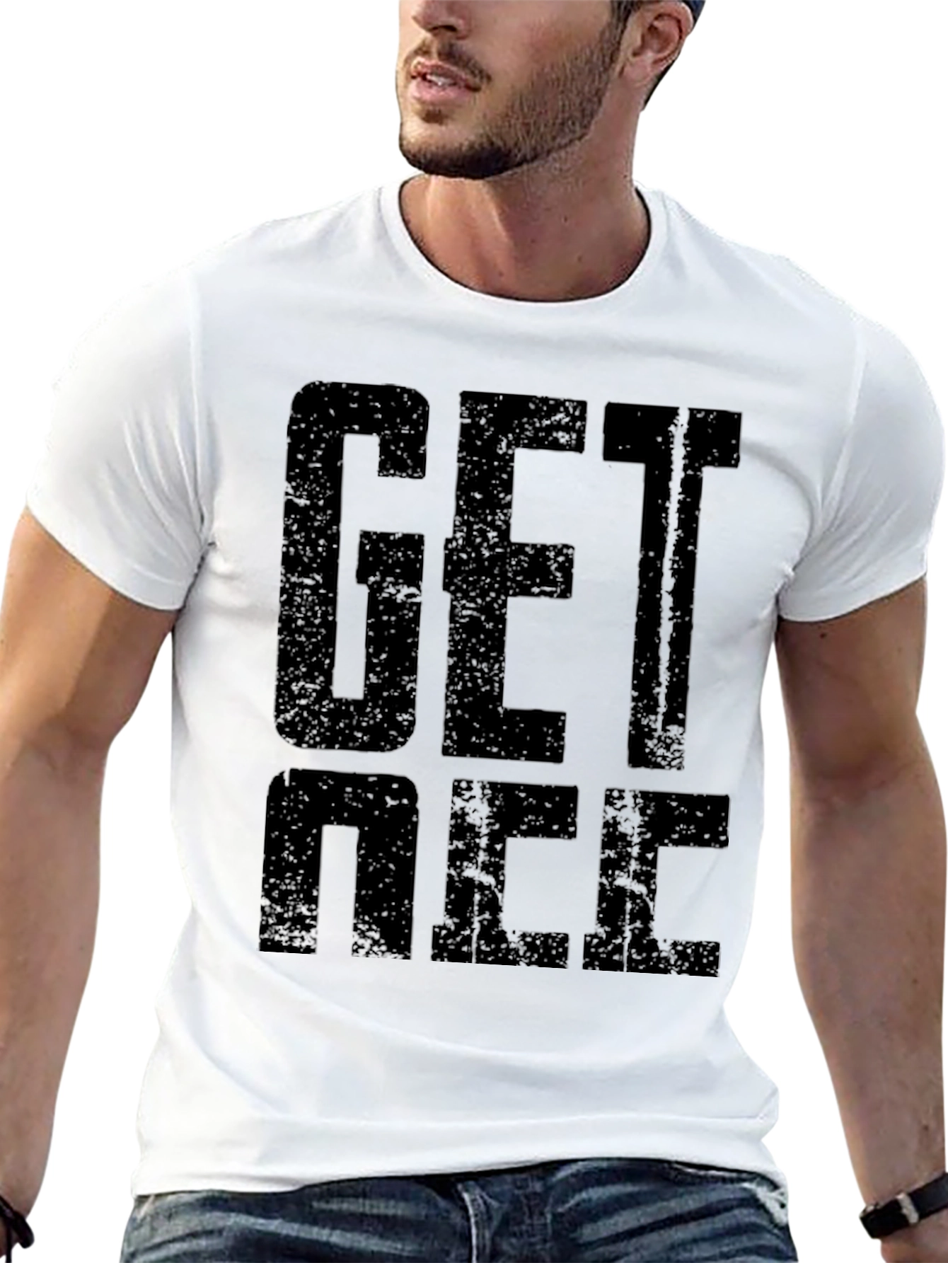 Get Nice Black Graphic T-Shirt