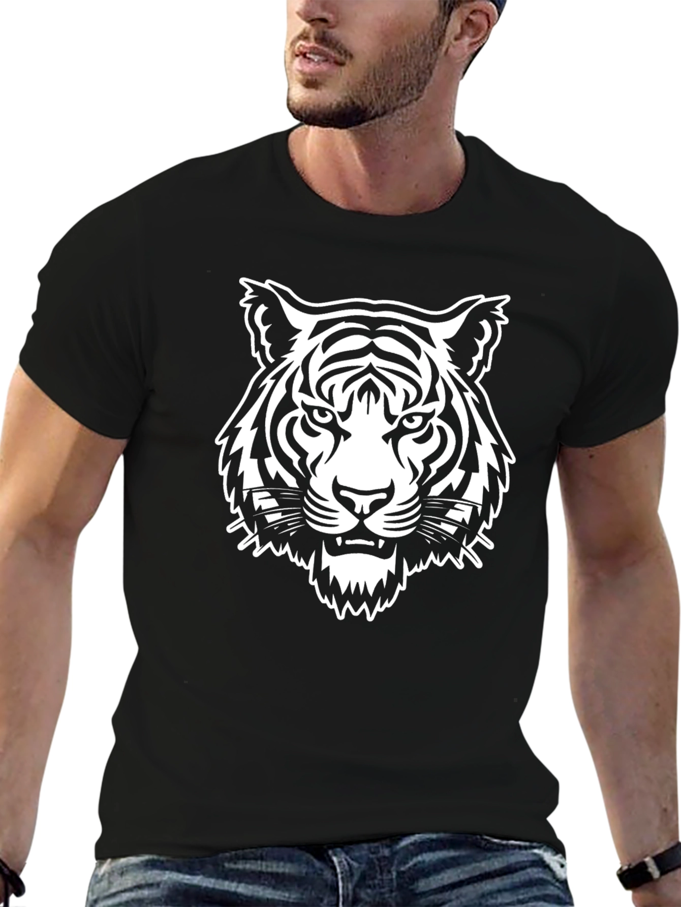 Tiger Graphic T-Shirt - Black Cotton Tee