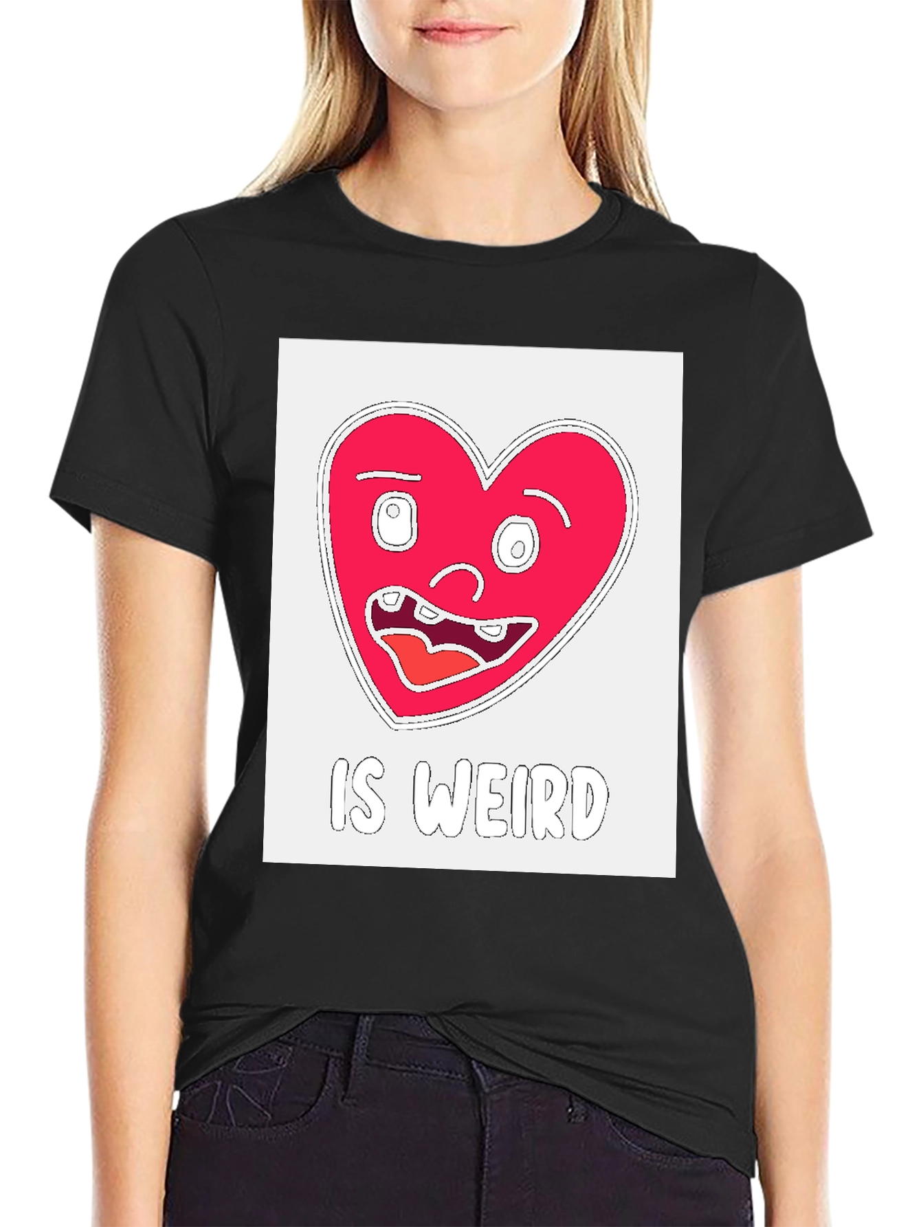 Weird Heart Graphic T-Shirt - Black