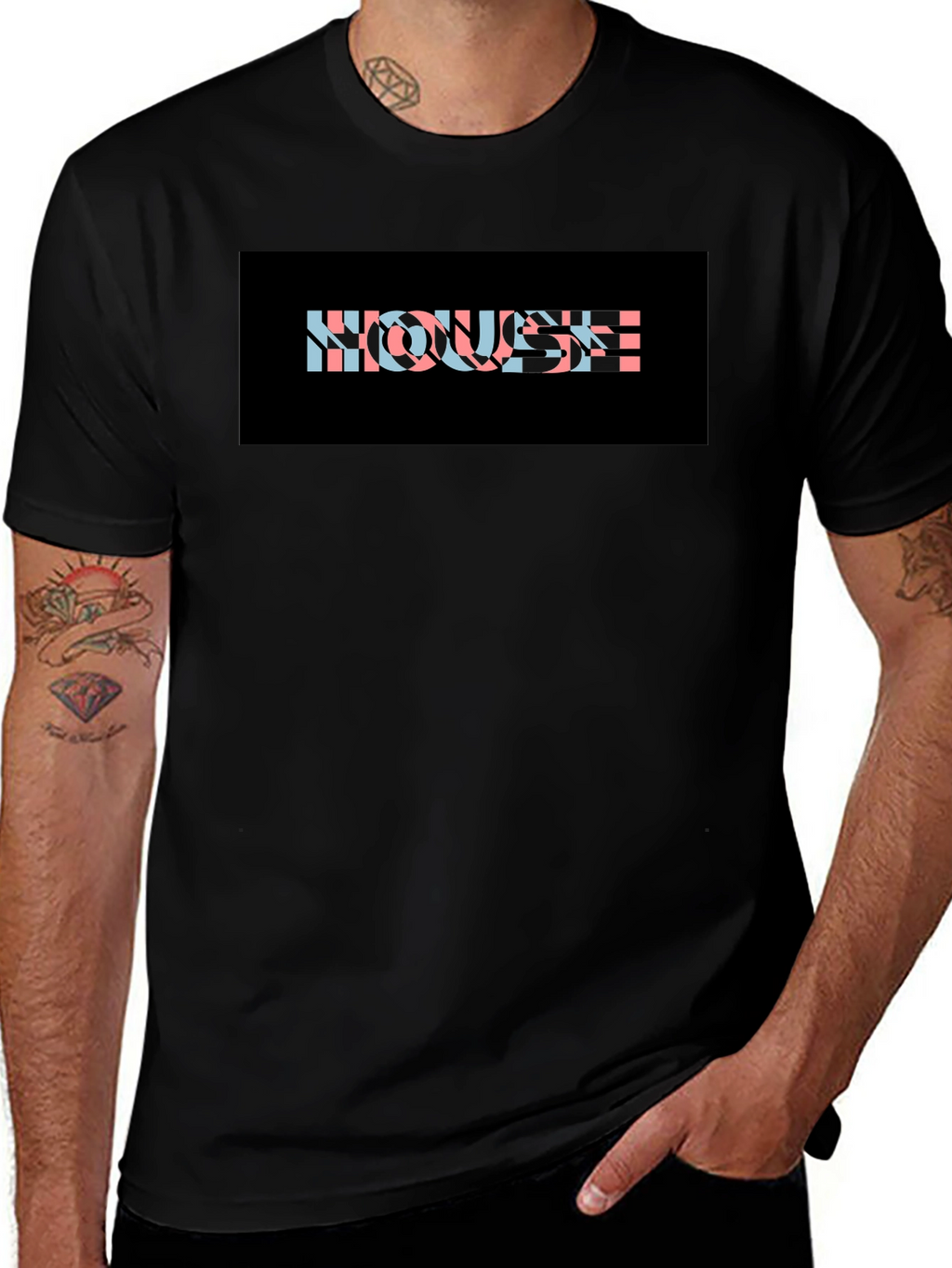 Black HOUSE Graphic Print T-Shirt